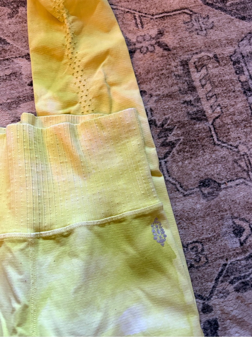 FREE PEOPLE MOVEMENT Good Karma Tie Dye Legging XS/S KEY LIME COMBO Neon - Picture 3 of 6